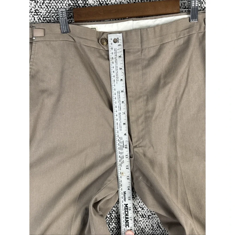 LL Bean Chino Pants Mens 40 (Actual 39 X 28.5) Adjustable Waist Straight Leg Tan